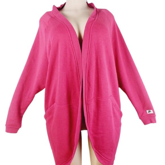 Nike Sportswear Women's Pink Modern Open Front Long Cardigan Sweater Size M - Picture 1 of 14